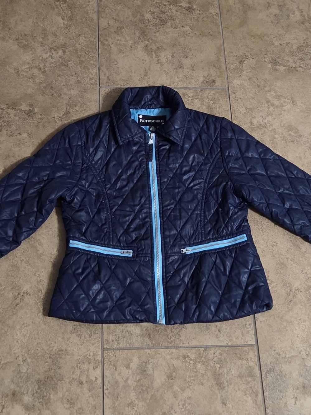 Rothschild Navy Quilted Jacket with Contrast Zippers